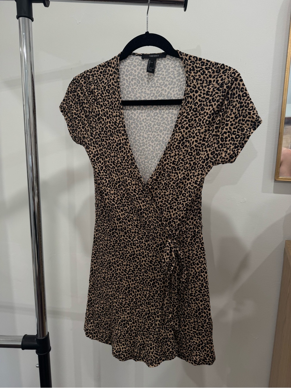 Forever 21 Leopard Print Wrap Mini Dress Romper in Brown and Black